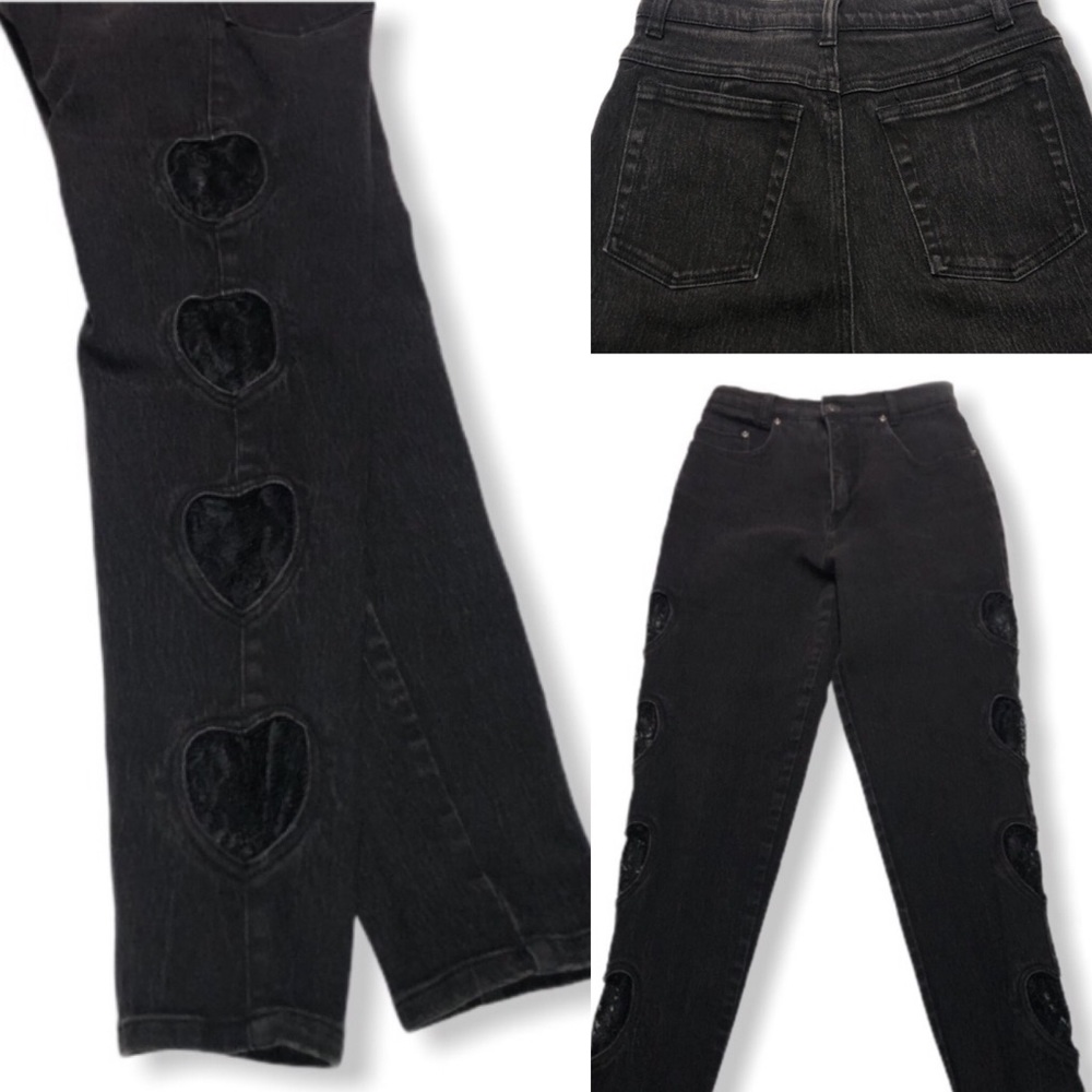 Vintage high waist Denim with lace heart cutouts
